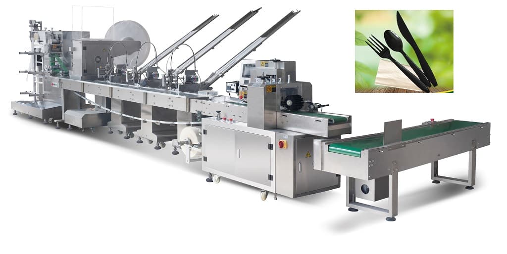 Tissue fork knife spoon packaging machine